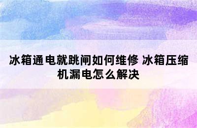 冰箱通电就跳闸如何维修 冰箱压缩机漏电怎么解决